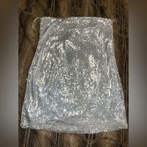 Wayf Shimmering Silver/White Sequin Mini Dress XL